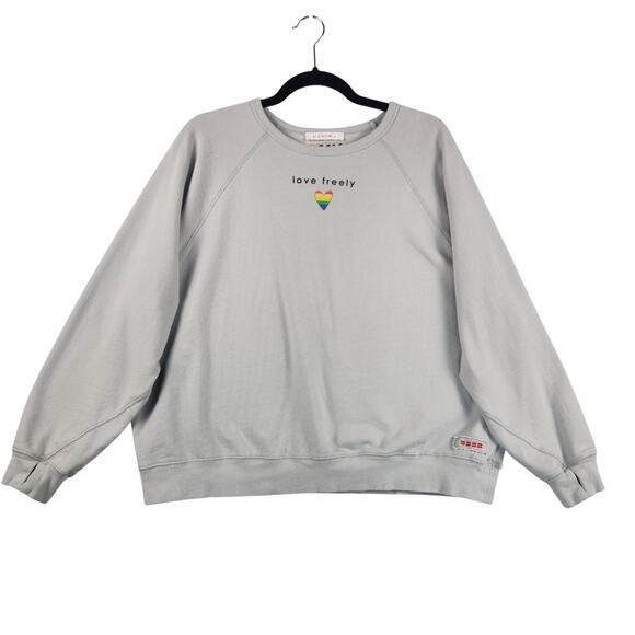 Peace Love World Pride French Terry Sweatshirt Hamptons Grey Medium A396367 EUC - Picture 1 of 16
